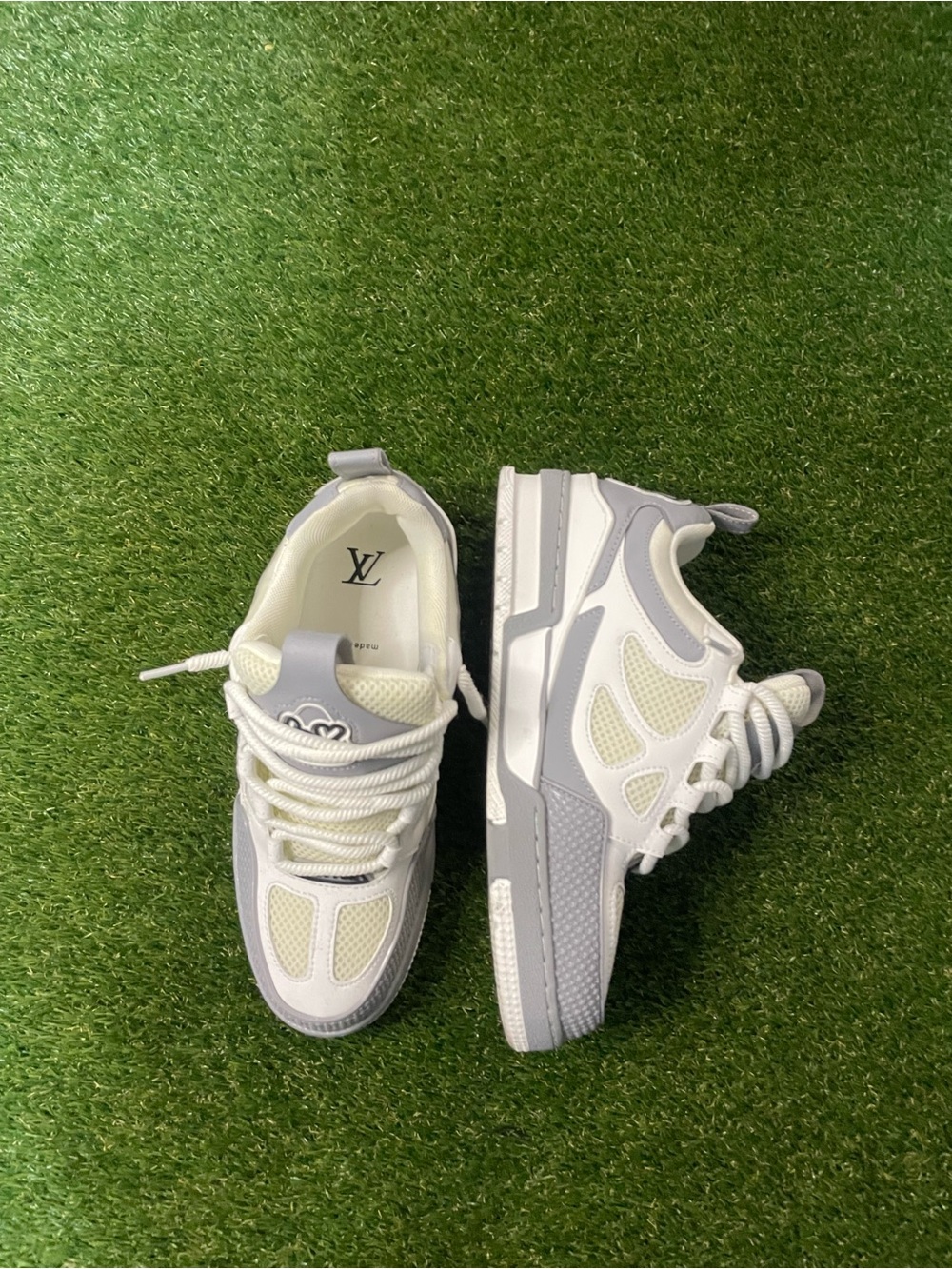 Louis Vuitton White & Light Gray Women's Sneakers mens 43